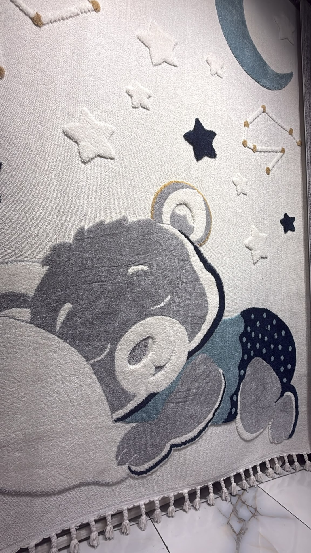 Kids Mavi Dokuma Tabanlı Kabartmalı Çocuk Odası Halısı/EV2224
