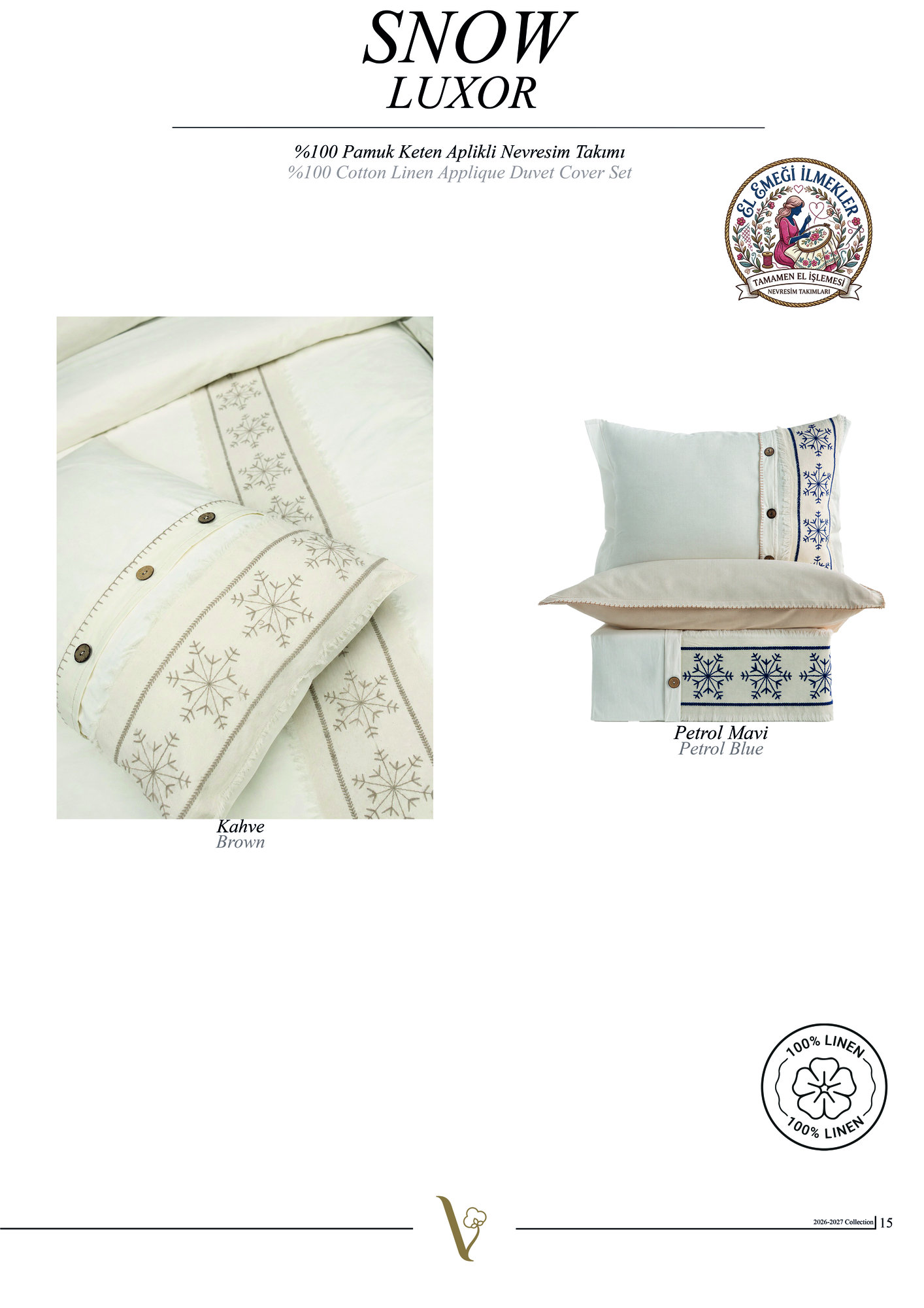 SNOW 100% COTTON 6-PIECE DUVET COVER SET / EV3843