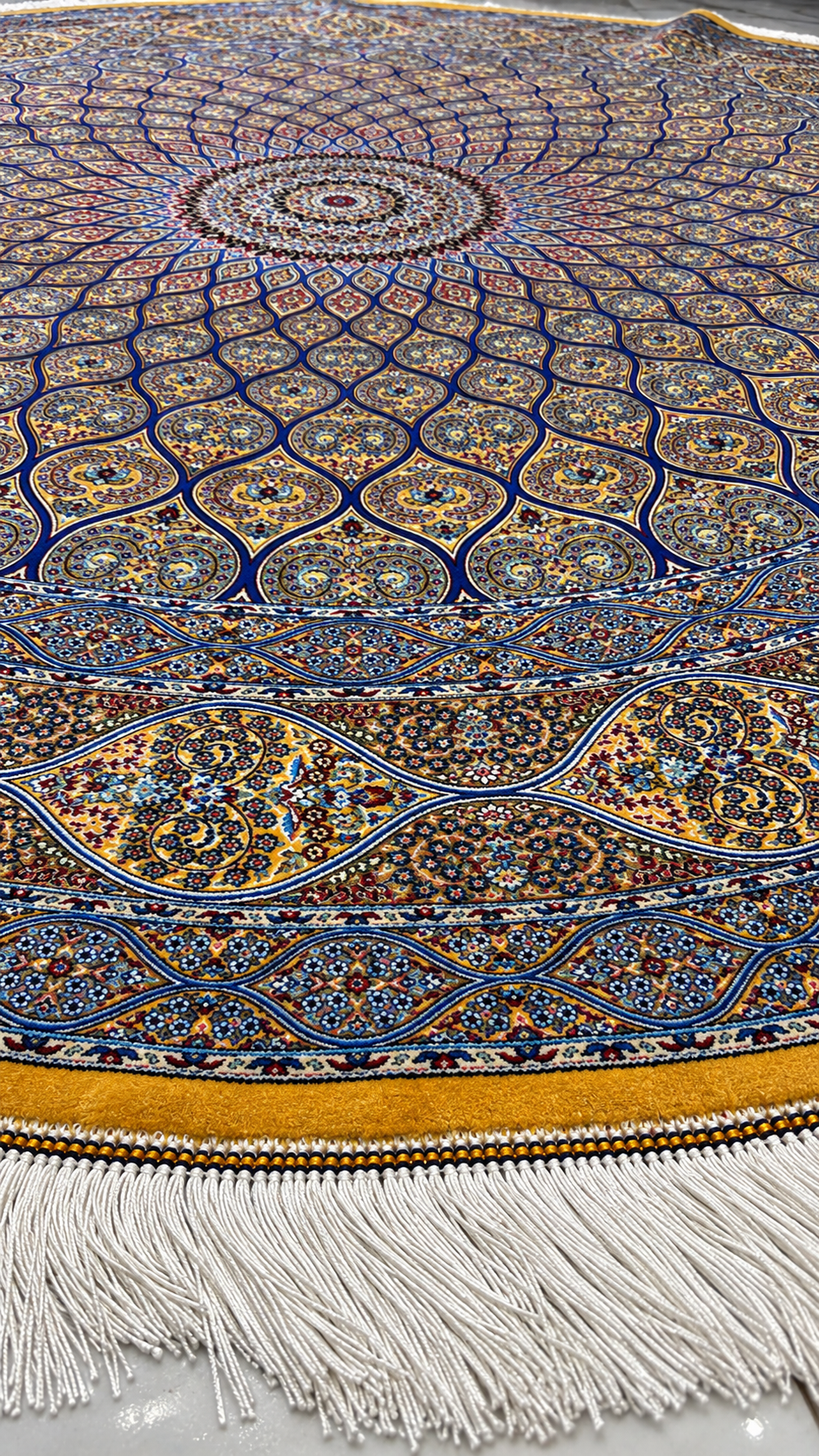 İthal İpek Halı Hardal 150 x 150 El Dokuma