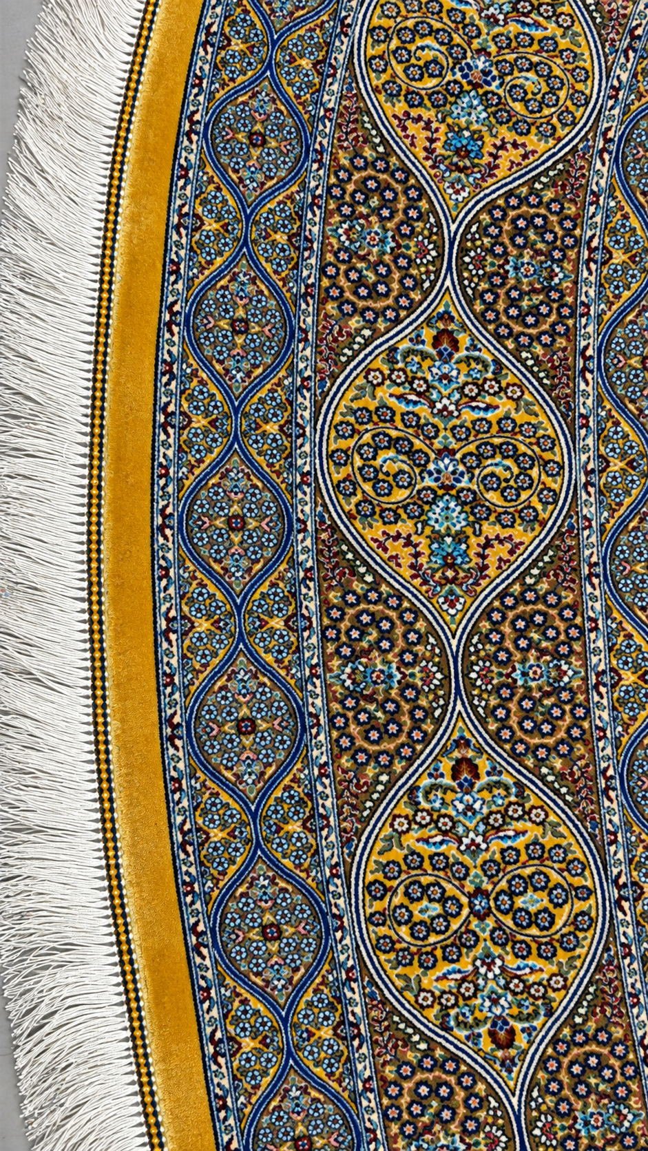 İthal İpek Halı Hardal 150 x 150 El Dokuma