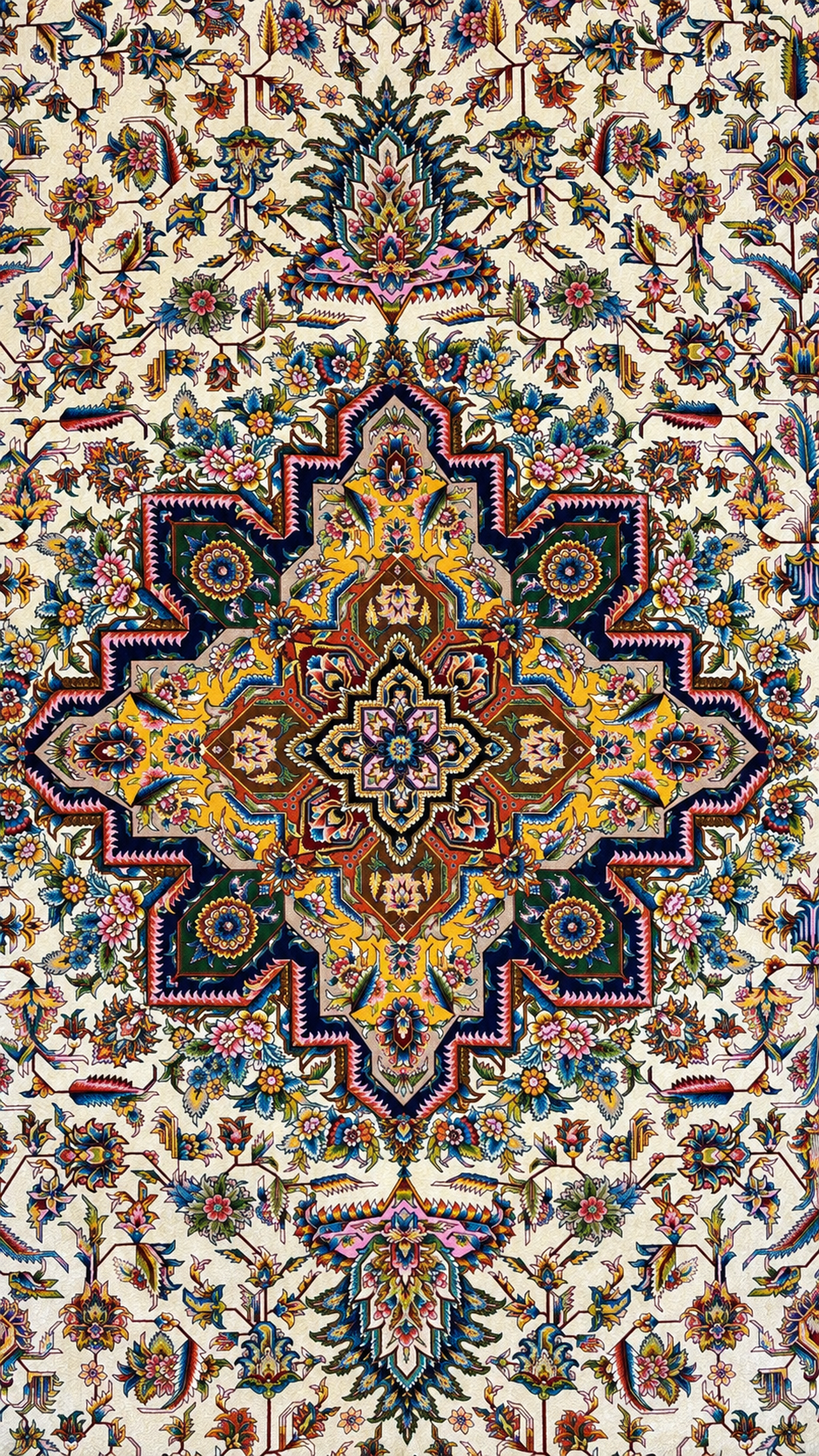 İthal İpek Halı Bej-Krem 200 x 300 El Dokuma