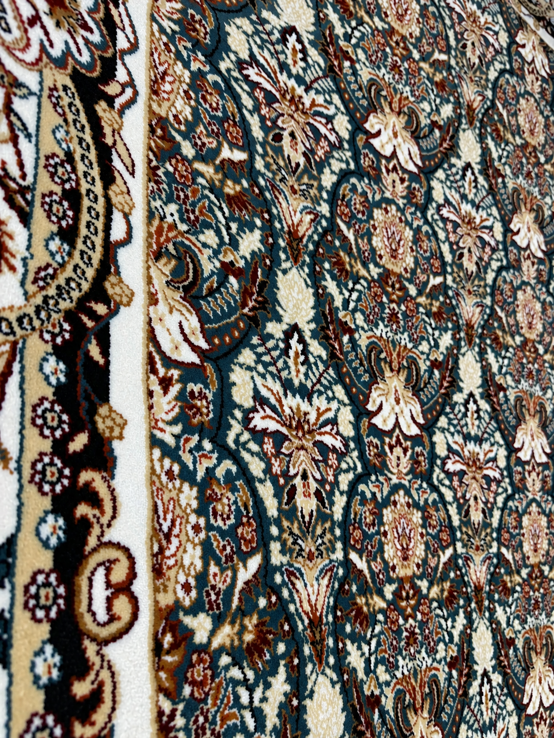 Tajmahal Premium– Petrol Turkuazı Klasik Çiçek Desenli 160 × 230 cm
