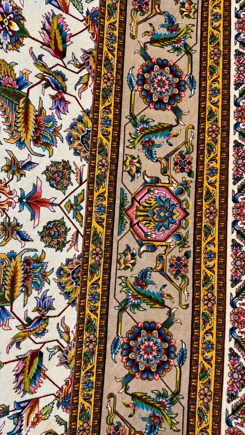 İthal İpek Halı Bej-Krem 200 x 300 El Dokuma