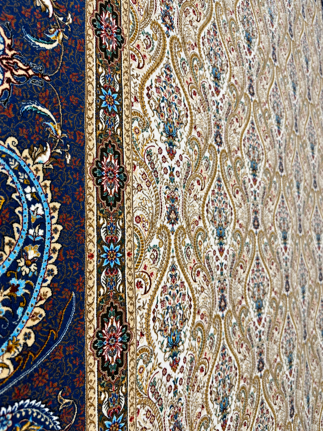 İthal İpek Halı Krem 200 x 300 El Dokuma