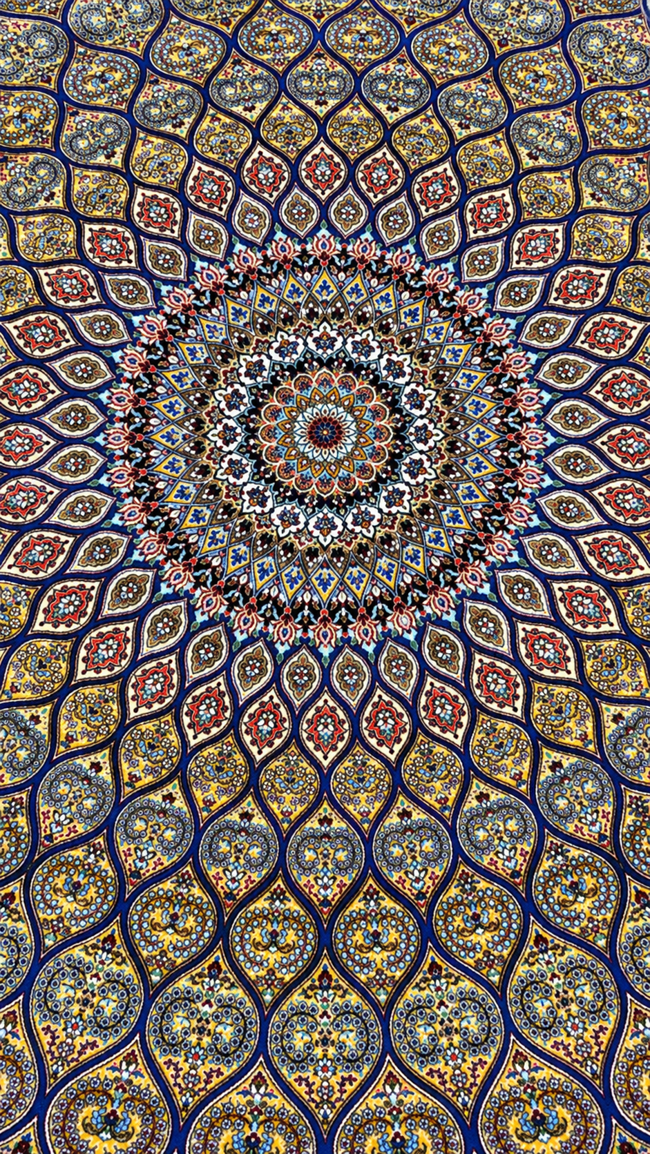 İthal İpek Halı Hardal 150 x 150 El Dokuma