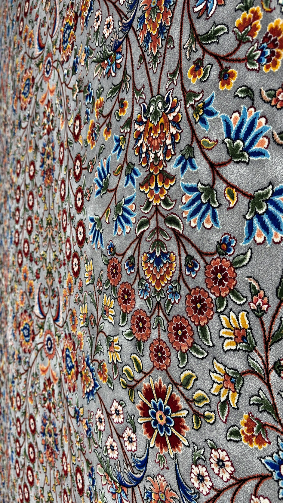 İthal İpek Halı Gri-Pudra 200 x 300 El Dokuma