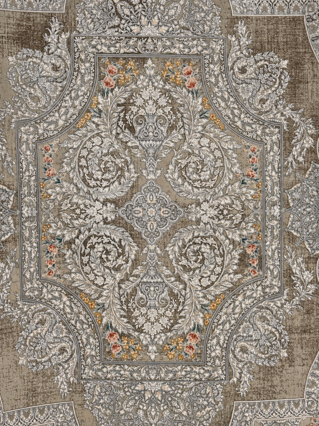 Saray Koleksiyonu 1500 Tarak Bej-Gri Klasik Desenli Halı 145 x 230 CM