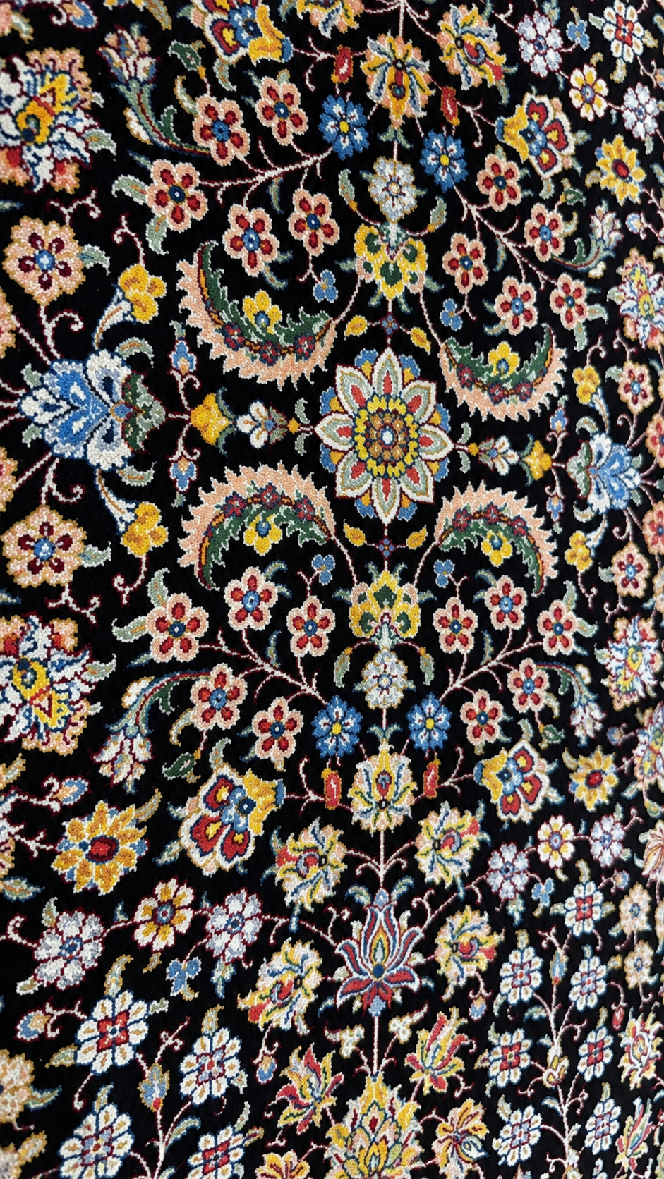 İthal İpek Halı Siyah-Çok Renkli 200 x 300 El Dokuma