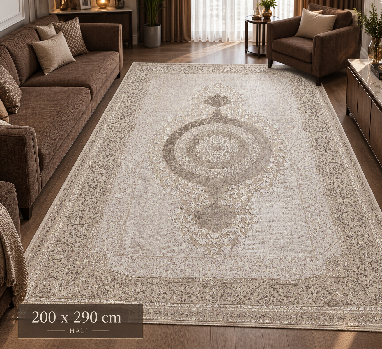 Klasik Dokuma-Natural Materials Bej-Krem 200 x 290 CM