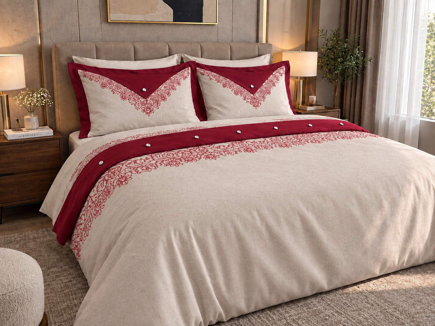 MADAME MARI %100 PAMUK 9 PARÇA NEVRESİM TAKIMI-BORNOZ TAKIMI/EV3839