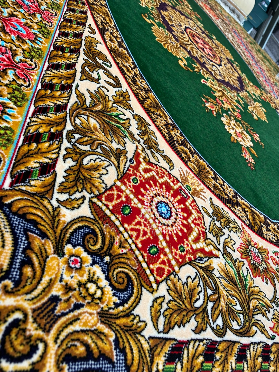 İthal İpek Halı Yeşil 100 x 150 El Dokuma