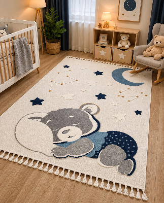 Kids Mavi Dokuma Tabanlı Kabartmalı Çocuk Odası Halısı/EV2224